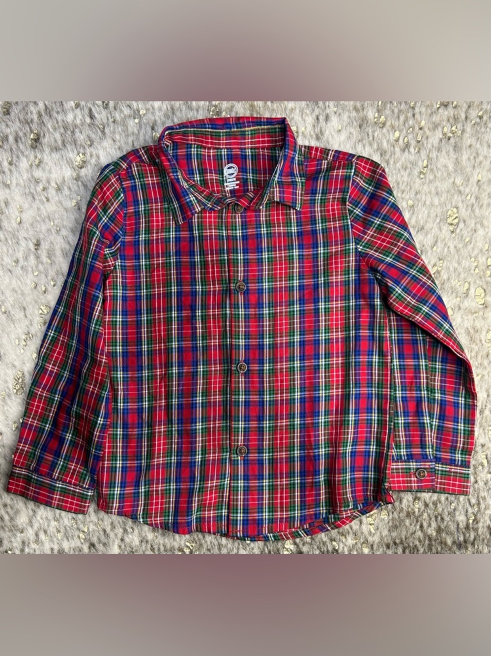 5 for $25🔥Wonder Nation Red Plaid Button Front Long Sleeve Shirt 5T